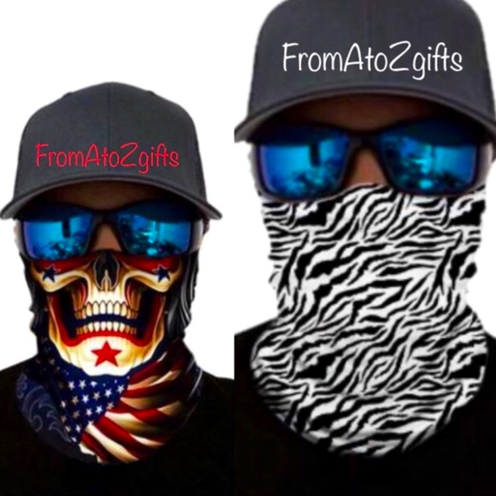 Stars & Stripes Skull 16 n 1 Neck Gaiter Face Covers Dust Mask Biker Rag 2 total